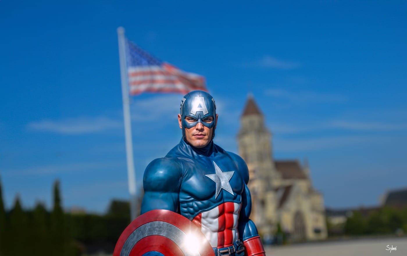 Captain America à Caen (Esplanade Jean-Marie Louvel) — création art digital par Sylmi