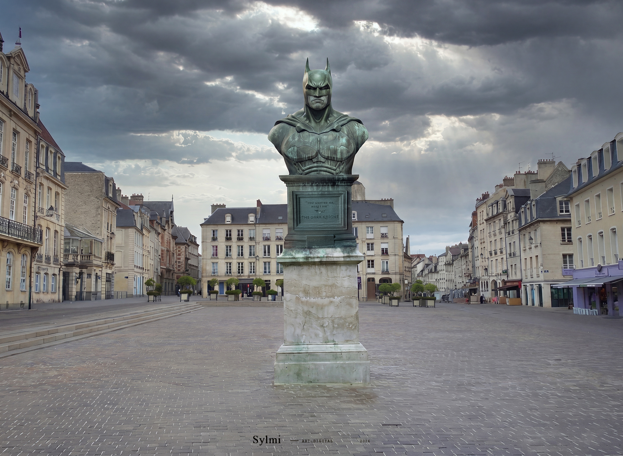 The Batman à Caen (Esplanade Jean-Marie Louvel) — création art digital par Sylmi